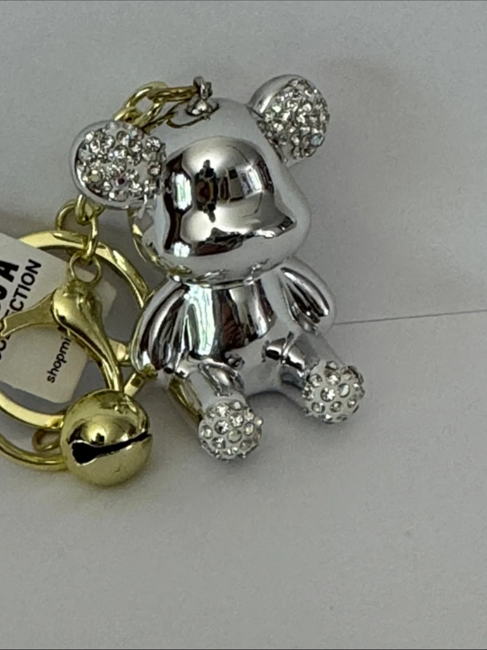 Silver Bear Bag Charm/Keychain with Crystal & Gold Tone Accents NWT